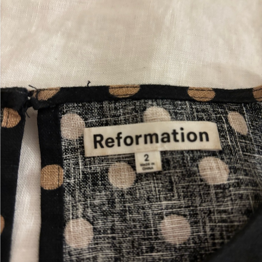 Reformation Black Top with Tan Dots